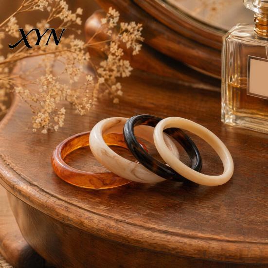 Multi-color Bangle Set 4Pcs/Set Retro Style Set, Lightweight Stackable Women Bracelets, Layered Bracelet Smooth Polished Surface Versatile Bangles for