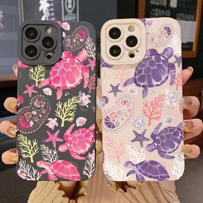 Phone Case For iPhone 16 Pro Max 15 14 13 12 11 Pro 7 8 16 Plus XR X XS Max Colorful Sea Turtle Shockproof Silicone Soft Cover