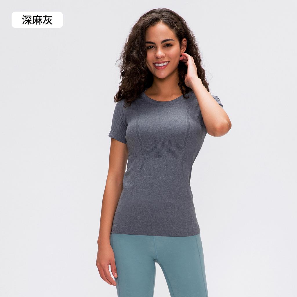 Spring and Summer New Women's Short-sleeved Crew Neck Sports T-shirt Running Fitness Top Slim-fitting Breathable Yoga Short-sleeved S1011