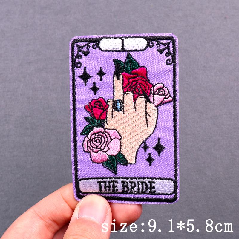 Hip Hop Punk Embroidery Patches For Clothing Thermoadhesive Patch Iron On Patches On Clothes Tarot Cards Skull Patch For Clothes