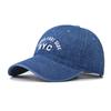 Embroidered Letter Nyc Denim Cap With Curved Brim And Windproof For Use Outdoor