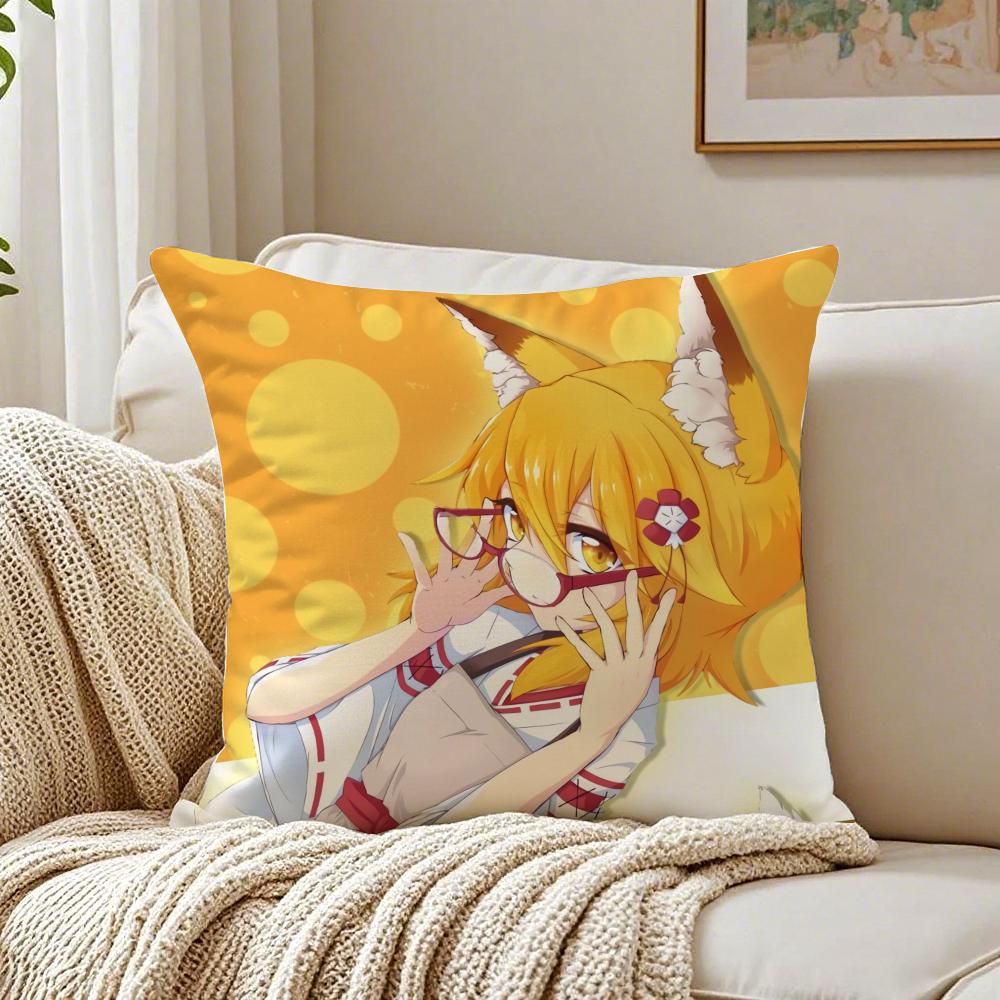 Cute Japanese Anime TThe Helpful Fox Senko San Cushion Cover Pillowcase Antidustmite Living Room Sofa Decor Cushion Room