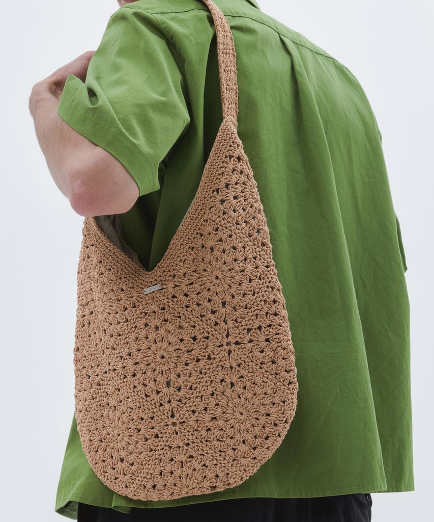 Trip Le Sens Floral Crochet Round Shoulder Bag_Beige