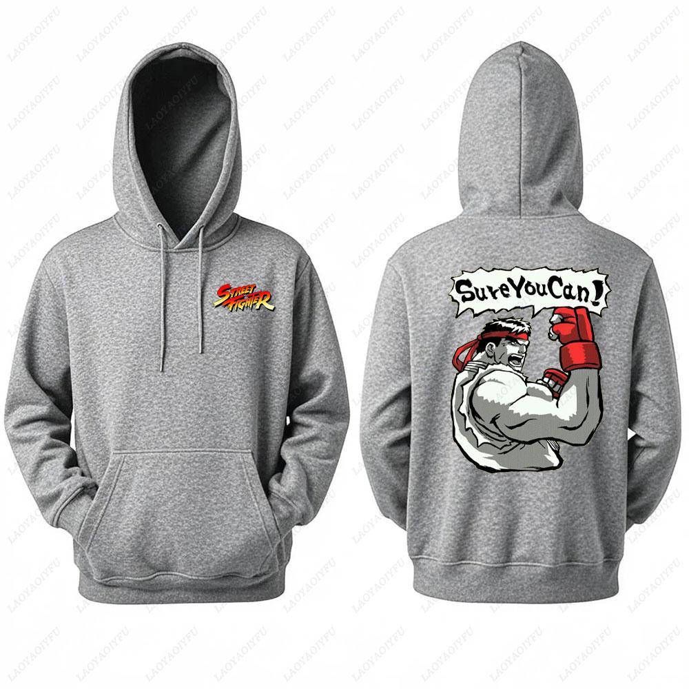 

Street Fighter Men s Hoodie Anime Game Print Casual Long-sleeved Sweatshirt Double-sided Streetwear for Autumn ropa de hombre 3XL