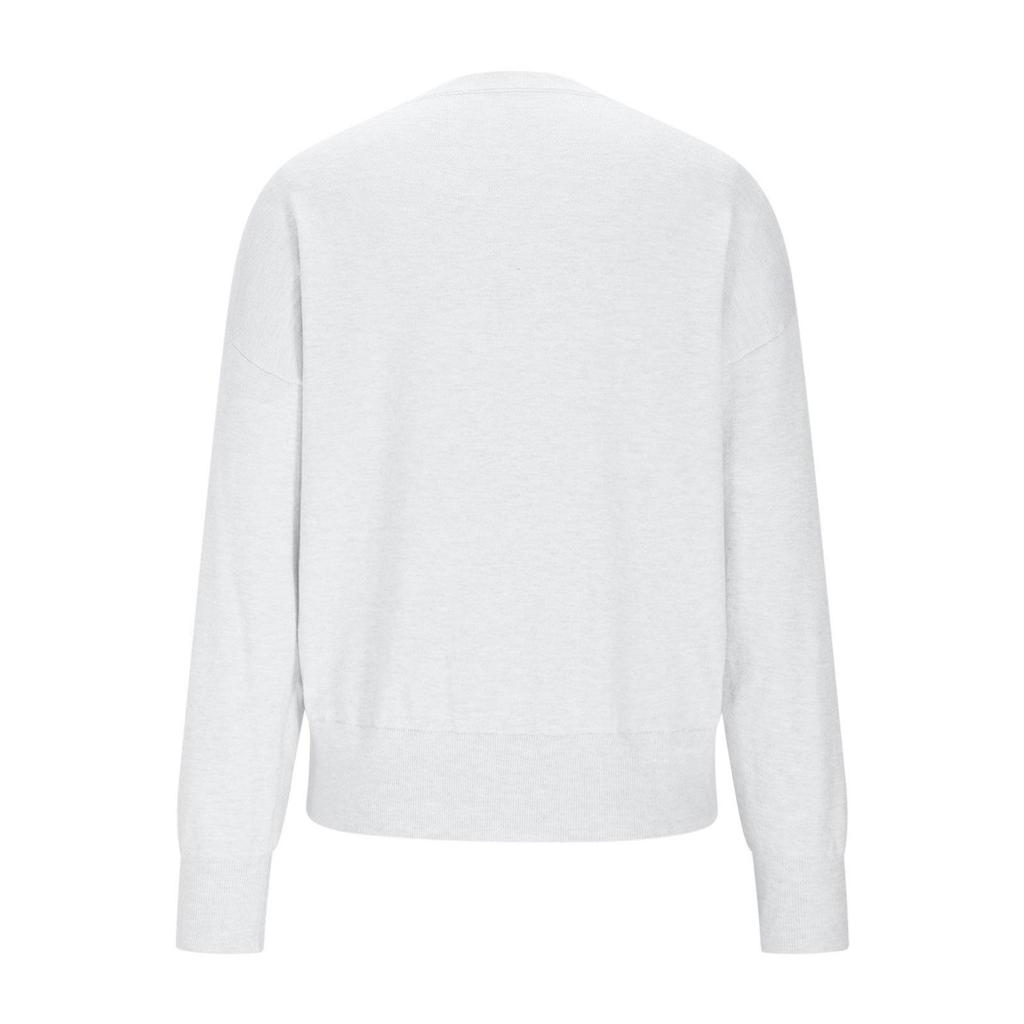 2025 Women's Solid Color Round Neck Long Sleeve Casual Pocket Pullover Sweater - Autumn/Winter European American Style