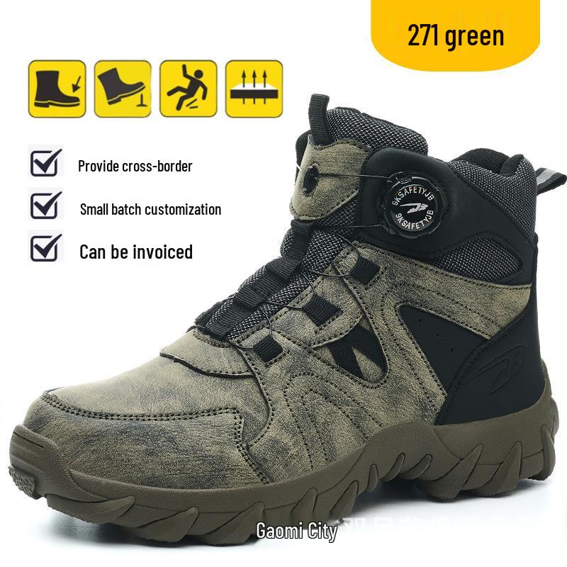 Men’s Four-Season Steel Toe Safety Boots: Anti-Smash, Anti-Puncture, Wear-Resistant, Comfortable High-Top Work Shoes
