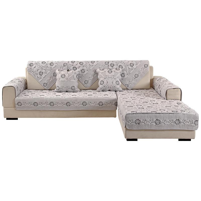 Pure Cotton Sofa Cushion, Universal Fabric For All Seasons, Non-Slip Combination Sofa Seat Cushion Cushion, Gray Sofa Cover Towel