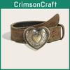 Retro Shaped Heart Rivet Belt Pu Leather Alloy Snap Closure Men Teens Streetwear