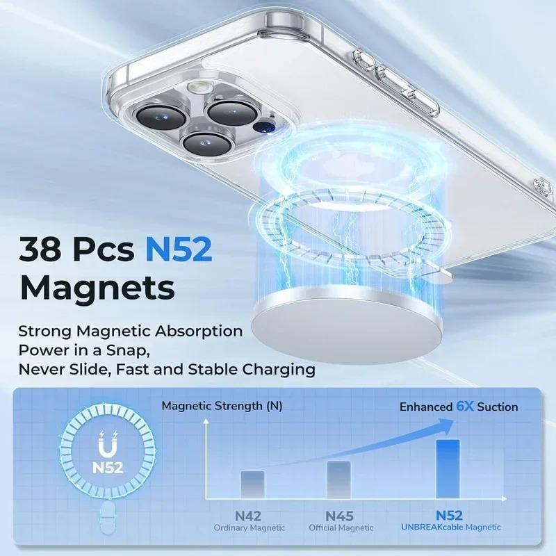 Crystal Clear Magnetic Case for iPhone 17 16 15 14 Plus 13 11 12 Pro Max Case Compatible With Magsafe Wireless Charge Case Cover