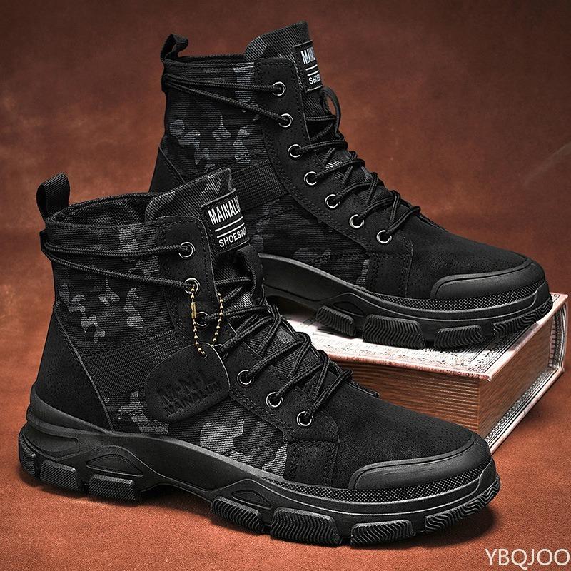 Fashiable versatile men's shoes autumn winter new high cut thick soled shoes short boots casual comfortable men's shoes
