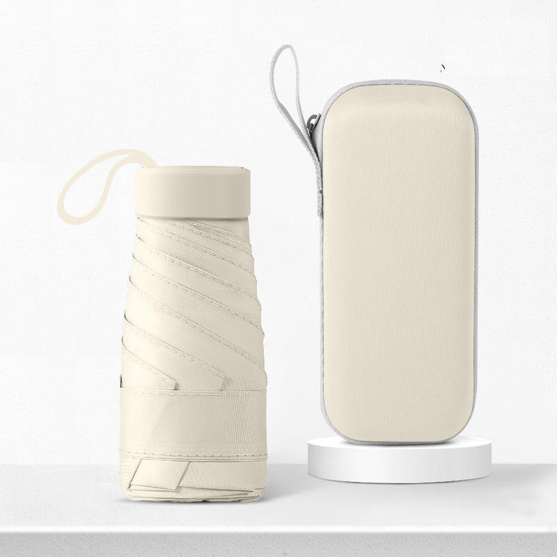 Mini Umbrella Capsule Umbrella Rain and Sun Protection Outdoor Travel Portable Sunshade Umbrella with Storage Box Zwq