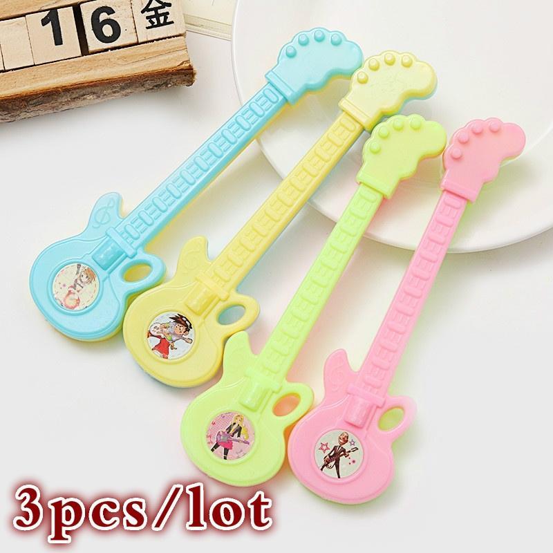 Cartoon Creative Instrument Gel Pen Guitar Black Water Pen Office Pen Student Stationery Random 3pcs
