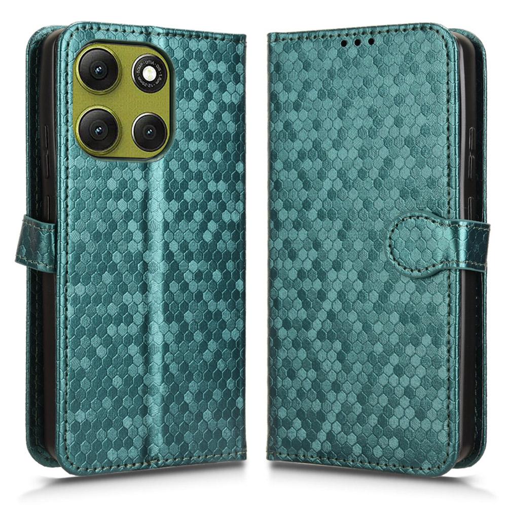 For Motorola Moto G86 Power 5G Wallet Case Dot Pattern Imprint PU Leather Phone Cover with Wrist Strap
