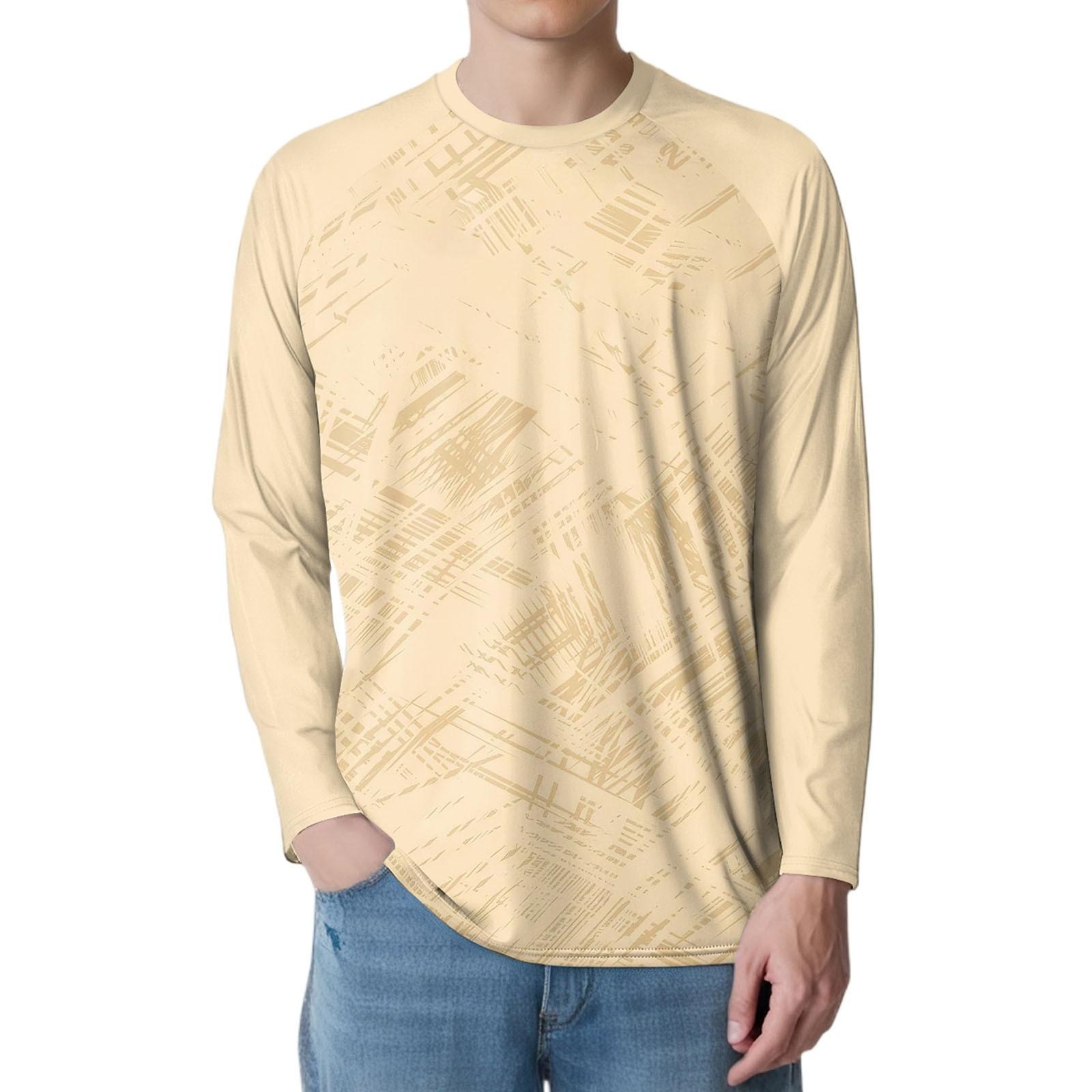 

Мужская мода принтованный реглан длинный рукав спортивный топ XXXL бежевый