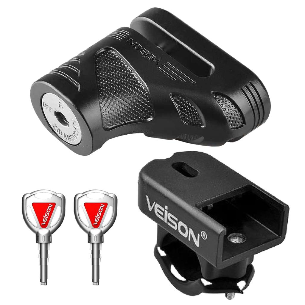 Felimoa Disc Lock for Motorcycles and Spare Key Bicycle Parking Two-Wheelers, Anti-Theft, Security, Included,