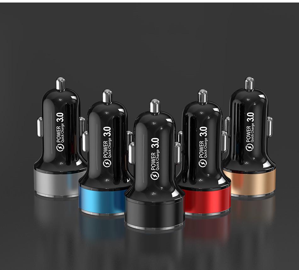 Multifunctional QC3.0 & PD Fast Charging USB Car Charger with Digital Display