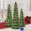 Pre-lit Hand-Painted Resin Tabletop Christmas Tree Small Light Up Holiday Tree Decoration for Home Party Decor