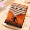 17 Key Kalimba Thumb Piano  Wooden Deer Design with Chinese Cloud Pattern, Tuning Hammer Included, 21 Note Option