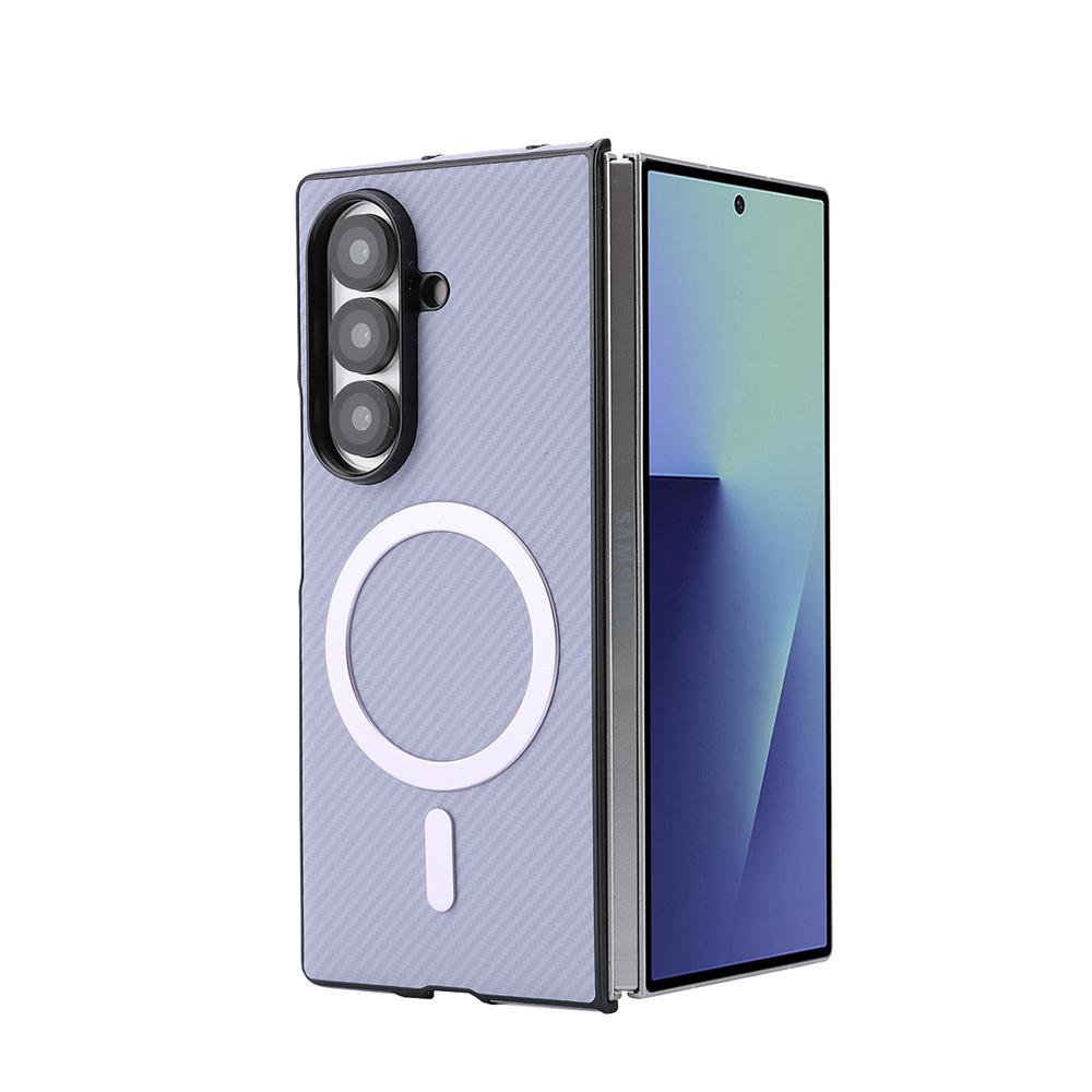 Schokbestendige Ultra Dunne Koolstofvezel Lederen Hoesje Voor Samsung Galaxy Z Fold 7 6 5 4 3 Retro Zakelijk Magnetisch Voor Magsafe Cover