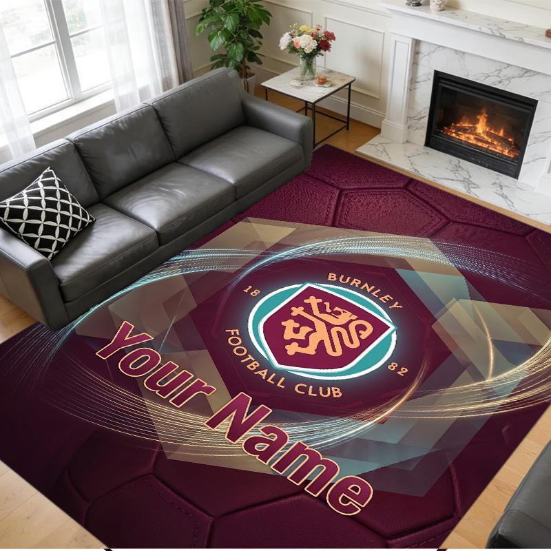 Crystal Velvet Rug Custom Name Text, Soft Non Slip Floor Mat Home DecorBurnley Football