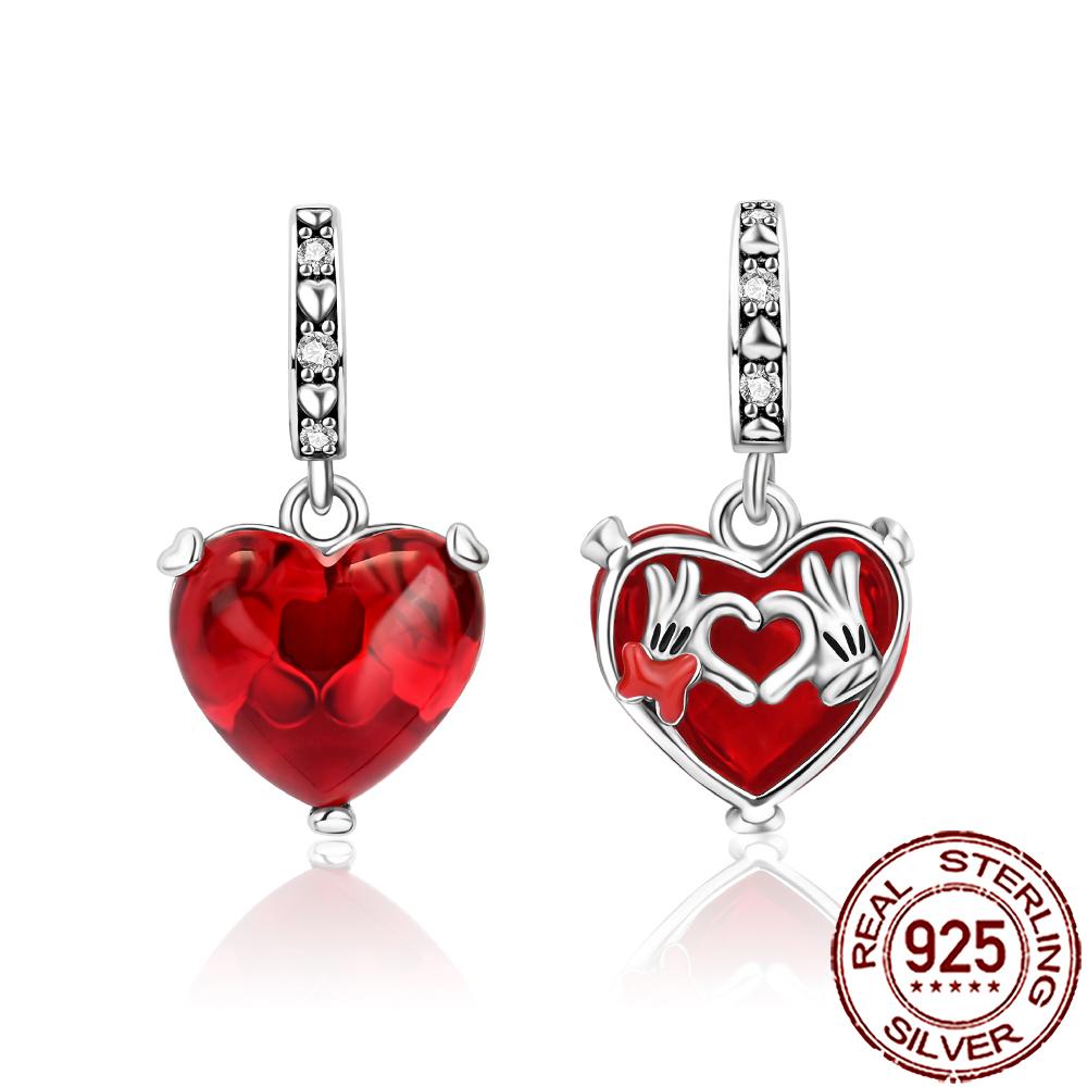 New Charms Copper Sparkling Mum Mother Family Love Heart Beads Fit Original Bracelet Necklace Diy Jewelry