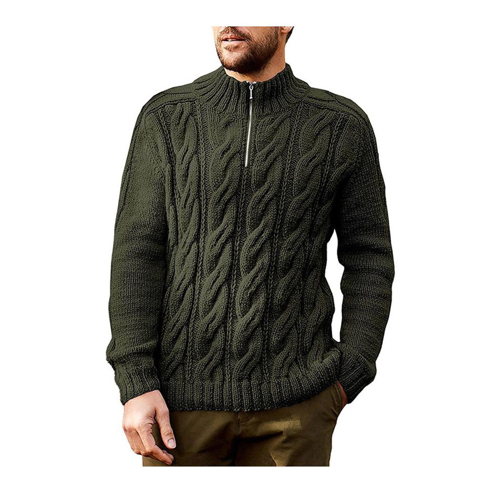 Men's Winter Turtleneck Long Sleeve Pullover Sweater Mock Neck Zipper Tops Sweater