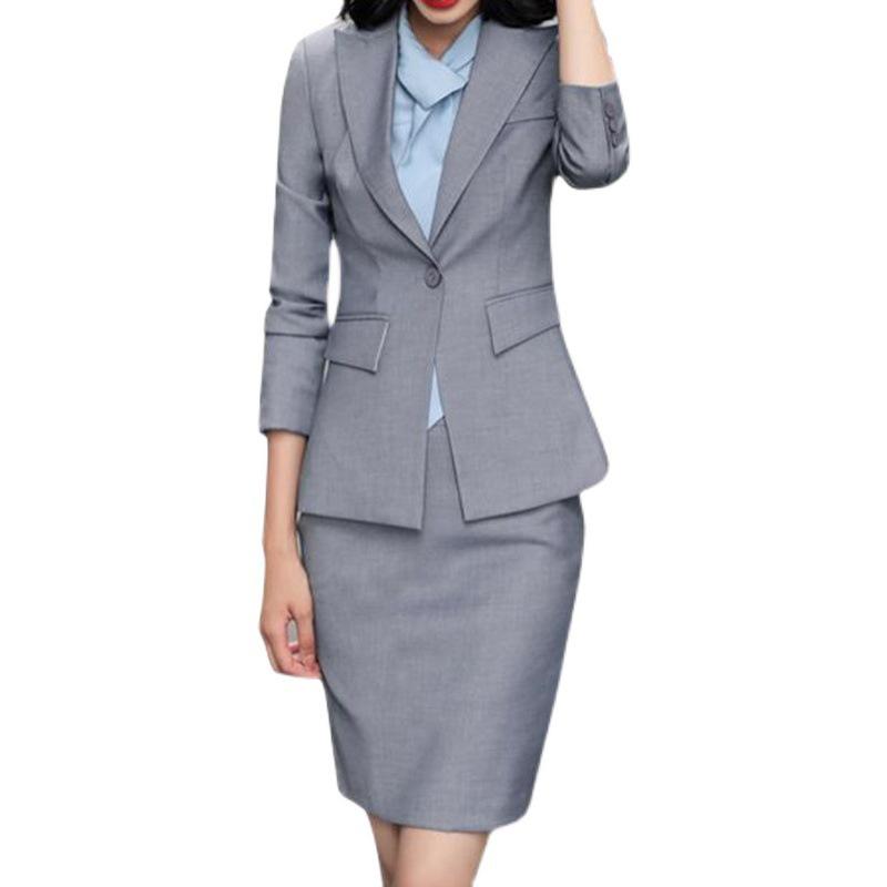 Clearance Sale: Women's Gray Executive Skirt Suits - Stylish & Sophisticated Business Attire