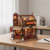 Miniature House Kit with Light Vintage DIY Pre-Cut for Bookshelf