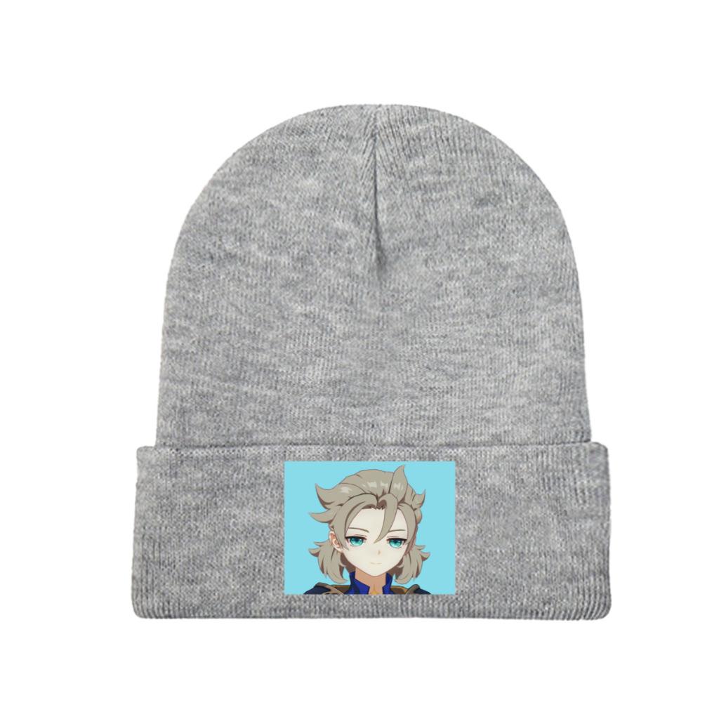 Smug Albedo Genshin Impact Strickmütze Beanies Wintermütze Warm Casual Videospiel Cap Unisex Frauen Geschenke
