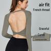 European & American Sexy Backless Yoga Top: Long Sleeve, Chest Pads, Tummy Control, Slimming Fit, Women's Sportswear