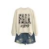 Womens Oversized Cotton Hoodie Sweatshirt Fall Print Graphic Loose Fit Long Sleeve Crew Neck