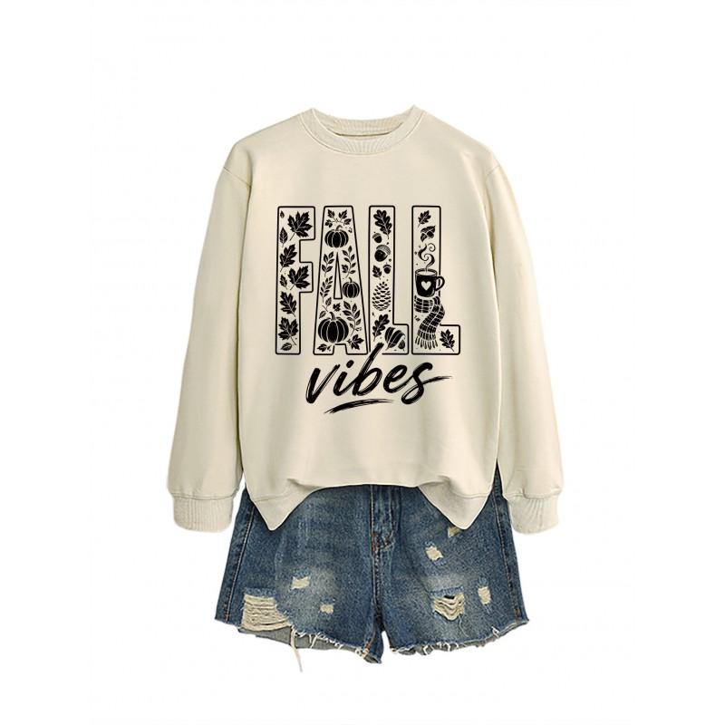 Womens Oversized Cotton Hoodie Sweatshirt Fall Print Graphic Loose Fit Long Sleeve Crew Neck