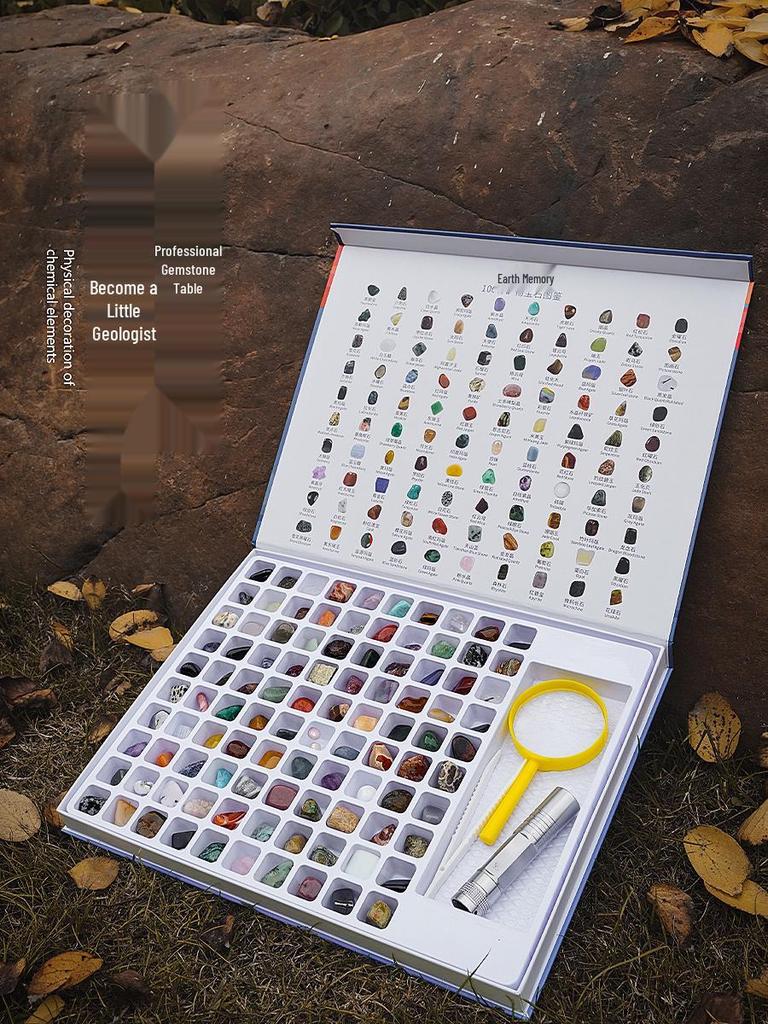 Earth Memory - 100 Raw Crystal Gemstones for Kids: Mineral Toy & Gift Set