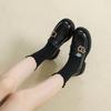 Women's and Women's Shoes Soft Leather Style Casual Commuting Single Shoes Thick Heel Thick Sole Comfortable Round Head Small Leather Shoes