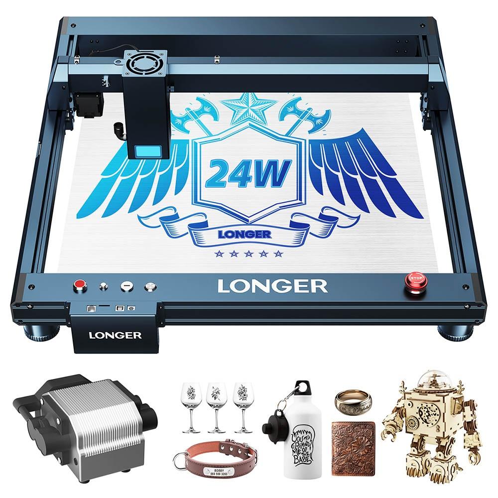 Longer Laser B1 20W Laser Engraver Cutter, 4-core Laser Head, 450 x 440mm Engraving Area - EU