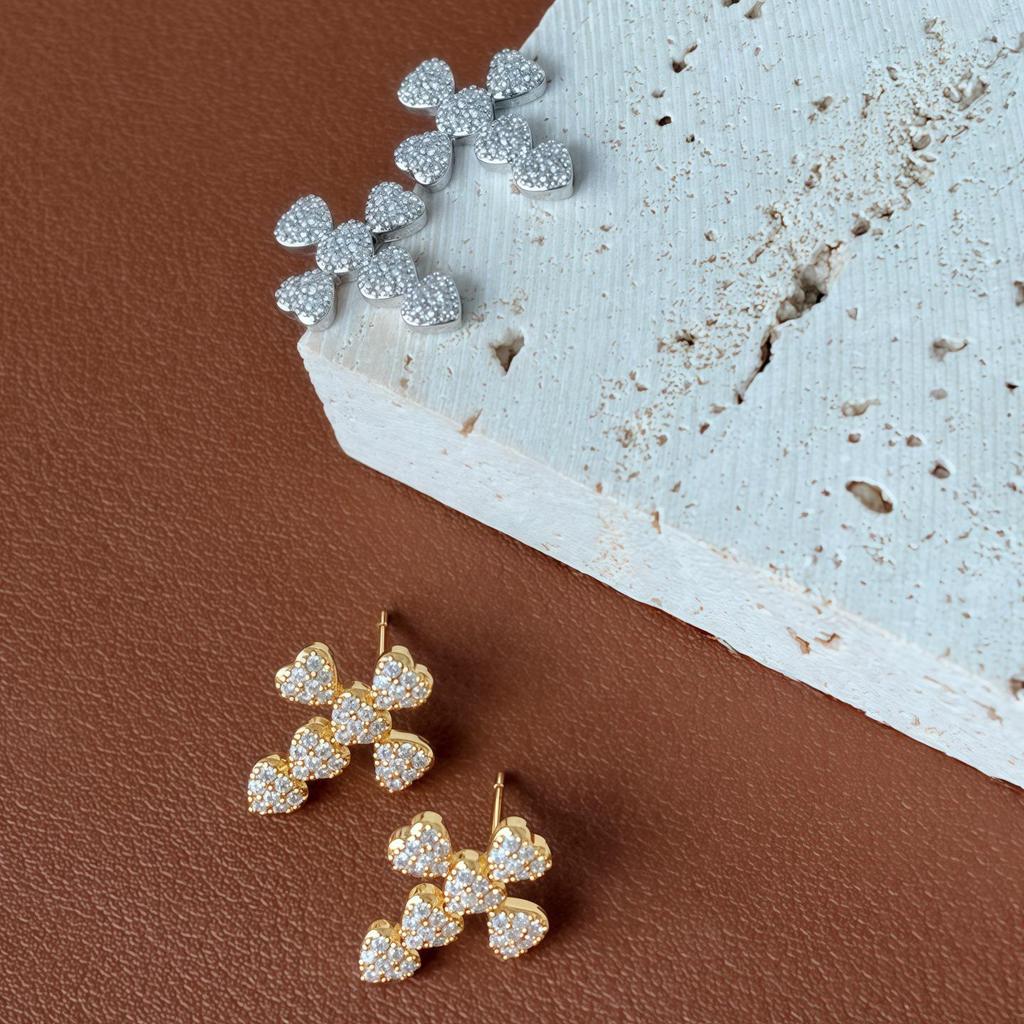 Diamond Cross Stud Earrings - Elegant, Versatile, High-End Design