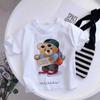 Backpack Travel Bear Wearing Cap Sunglasses Somewhere Sign Pattern Printed Short Sleeve T Shirt Casual Outfit For Boys Girls