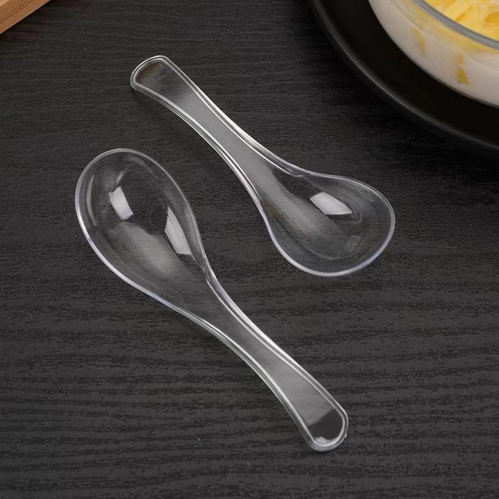 50pcs/set for Ice Cream Mini Stackable Soup Spoons Yogurt Spoons Disposable Spoons Dessert Spoons