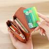 PU Leather Wallet Storage with Snap Button Minimalist Card Coin Check Receipt ID Tips Holder Organization PU Purse for Unisex