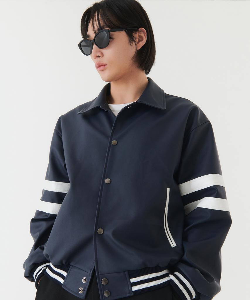 Trip Le Sens Raw Color Varsity Jacket_Navy