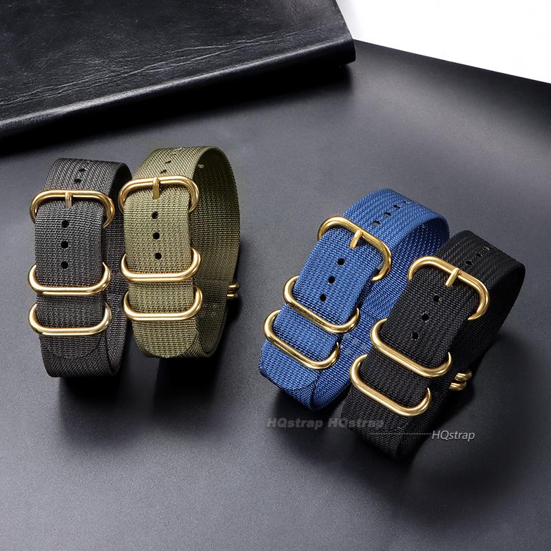 Cinturino per Orologio in Nylon di Alta Qualità 18mm 20mm 22mm 24mm Cinturino per Orologio Militare Seiko Braccialetto Sportivo Esercito Sostituzione Anello Dorato