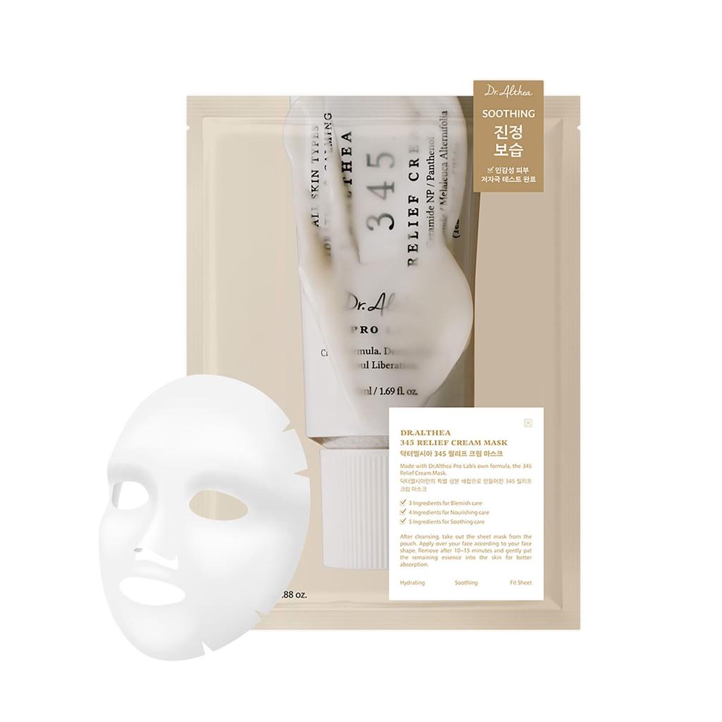 Dr. Althea, 345 Relief Cream Beauty Mask, 4 sheets, 25g (0.88oz) each