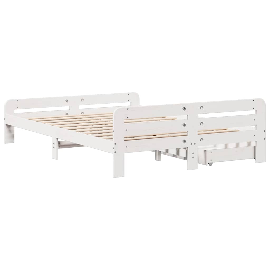 Solid Wood Bed without Mattress White 140x200 cm Pine Wood