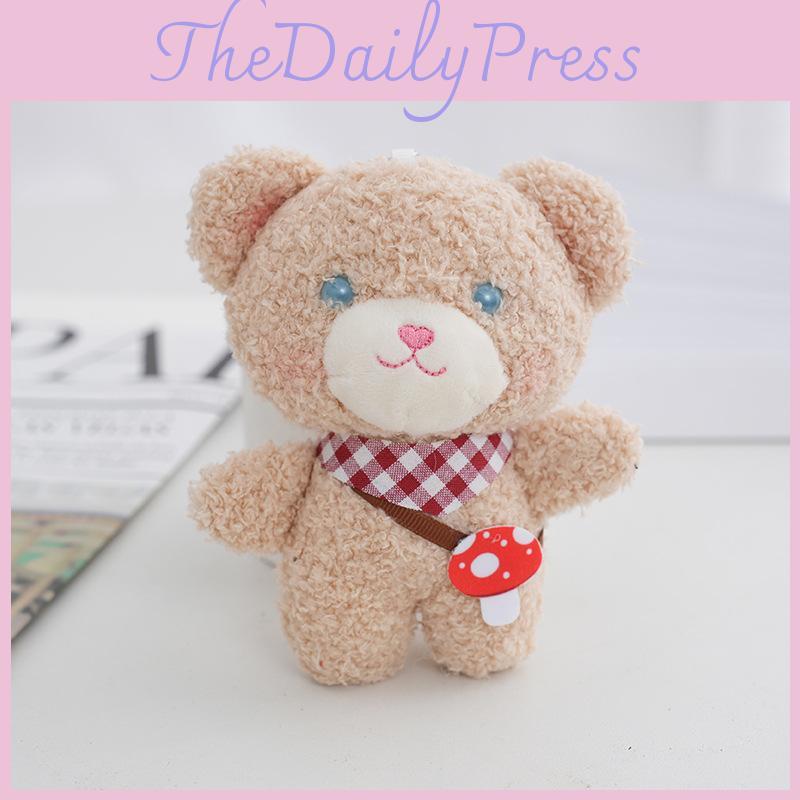 Charming Polar Fleece Teddy Bear Mini Plush Toy Keychain 12cm With Pp Cotton