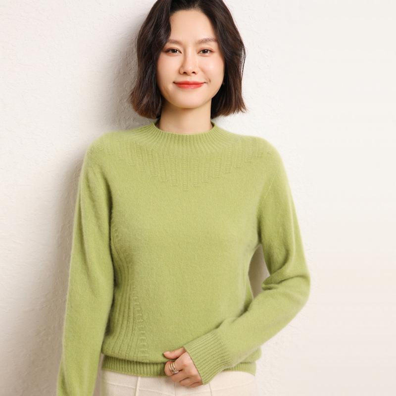 Ready-to-wear Half-turtleneck Cardigan for Women In Autumn and Winter New Cashmere Knitted Base Shirt Fashionable Versatile Pullover Sweater