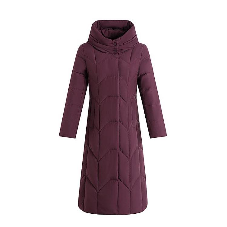 Women Down Jacket 2024 Long Over the Knee Coat Thick Warm 90 White Duck Down Mid Length for Middle Aged and Elderly