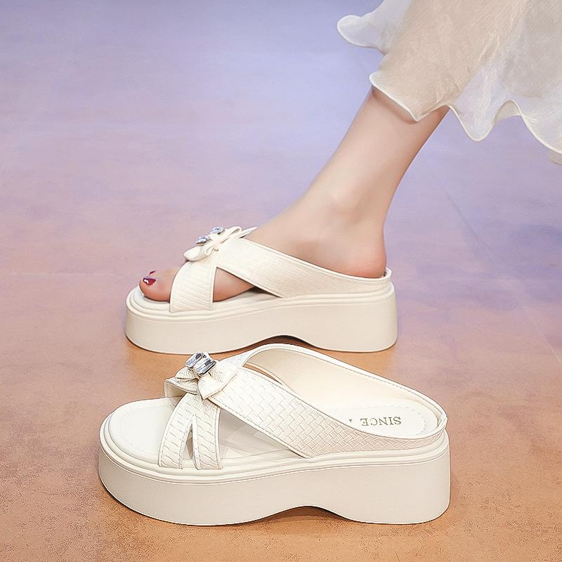 Heeled Shoes, Loafers, Women's New Trendy Slip-on Open-toe Flip-flops