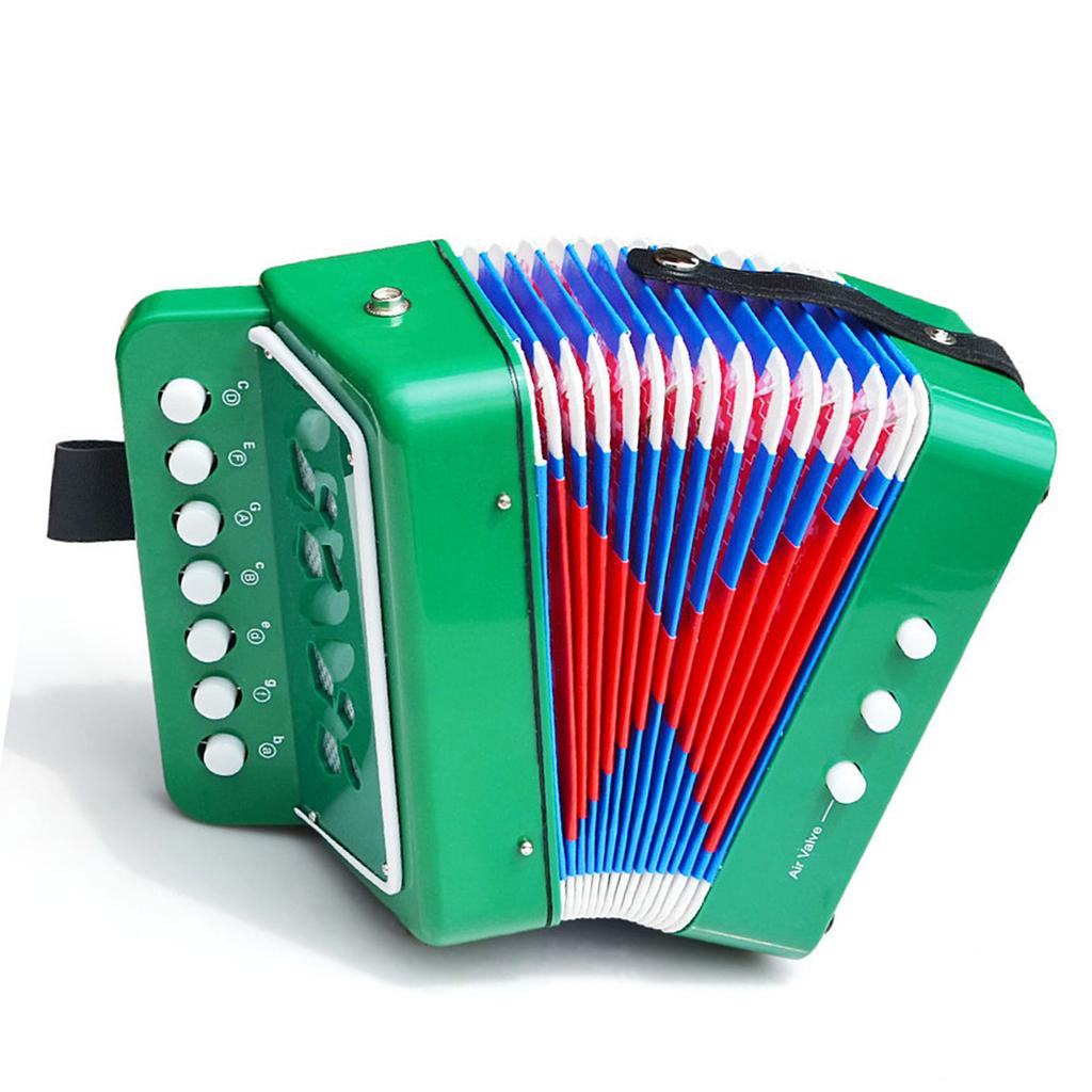 Accordion Toy Children Accordion Musical Instrument 2 Bass 7 Keys for Kids Infant Green