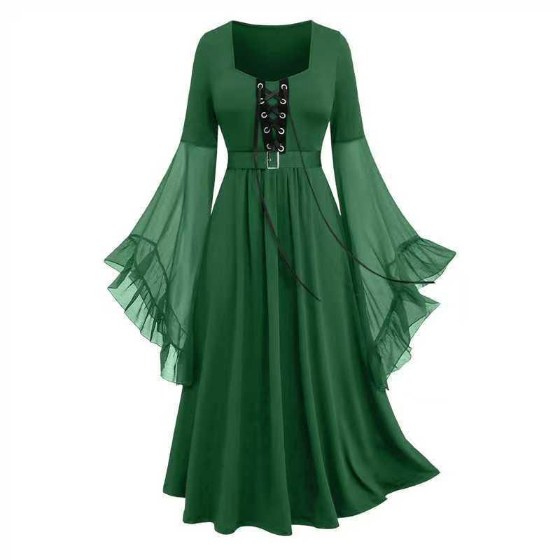 2024 Women's Halloween Witch Lace-Up Swing Dress