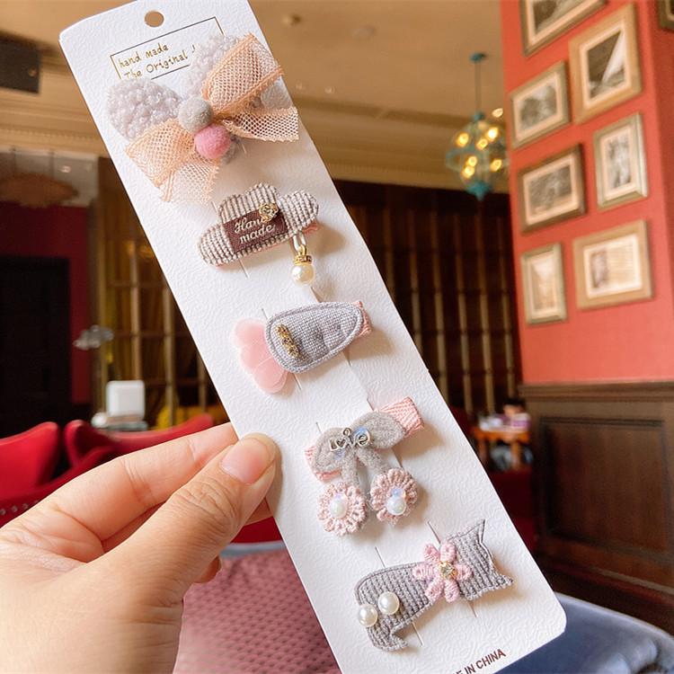 5 Pieces Set Cute Baby Handmade Cartoon Hairpin Lovely Little Girl Flower Side Clip Children Hair Accessories Kids Hair Clips